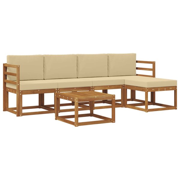 vidaXL Ensemble de canapés d'extérieur 6 Pièces Naturel et Beige