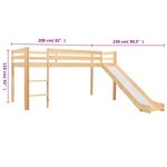 vidaXL Lit mezzanine d'enfants toboggan et échelle bois pin 97x208 cm