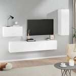 vidaXL Ensemble de meubles TV 4 Pièces Blanc Bois d'ingénierie