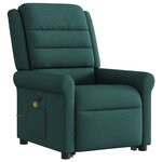 vidaXL Fauteuil inclinable de massage électrique Vert foncé Tissu