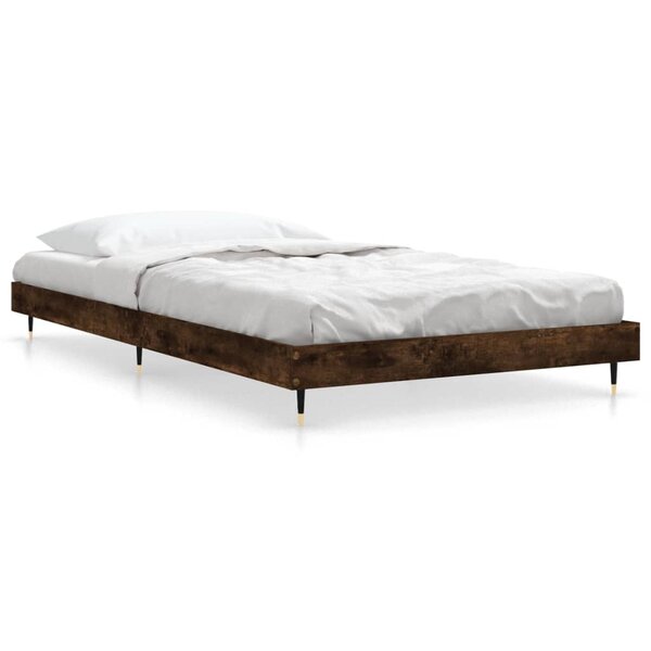 vidaXL Cadre de lit chêne fumé 100x200 cm bois d'ingénierie