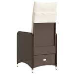 vidaXL Chaise inclinable de jardin avec coussins marron résine tressée