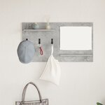 vidaXL Porte-manteau mural avec étagère avec stockage avec miroir Gris Béton 90 x 10 x 50 cm