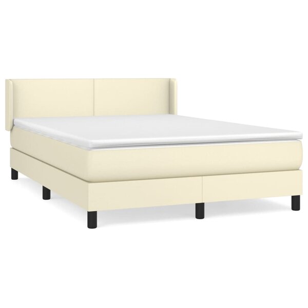 vidaXL Sommier à lattes de lit avec matelas Crème 140x190cm Similicuir