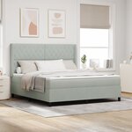 Lit à ressorts vidaXL avec matelas et lumière LED Gris clair 180x200 cm Velours