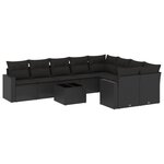 vidaXL Salon de jardin 10 Pièces avec coussins noir résine tressée