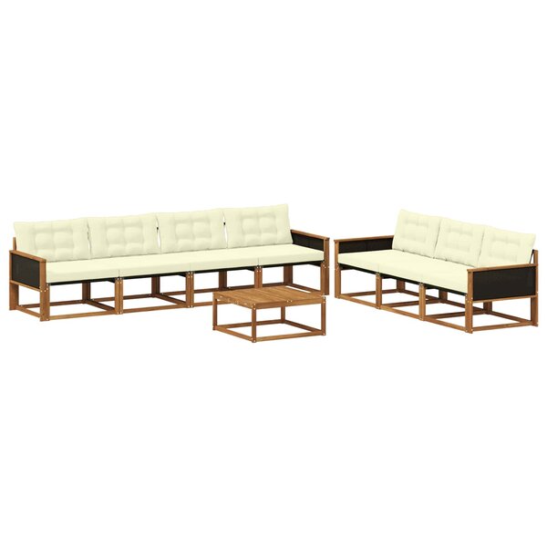 vidaXL Ensemble de canapés d'extérieur 8 Pièces Naturel et Crème