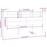 vidaXL Armoire de tête de lit Blanc brillant 220x18 5x104 5 cm