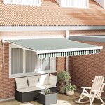 vidaXL Auvent Rétractable Vert et blanc 350 x 250 cm Tissu  Métal