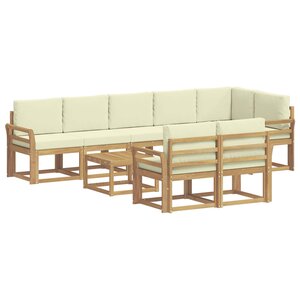 vidaXL Ensemble de canapés d'extérieur 9 pc Blanc et crème Polyester