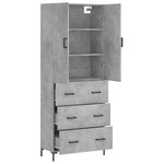 vidaXL Buffet haut Gris béton 69 5x34x180 cm Bois d'ingénierie
