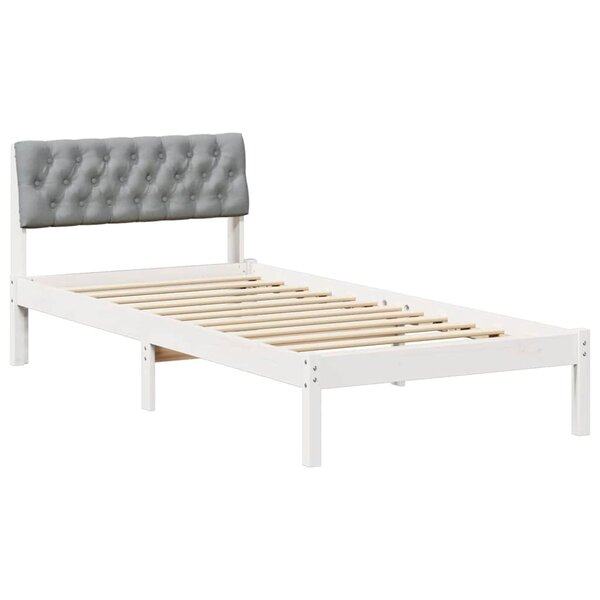 vidaXL Cadre de lit Blanc et gris clair 90 x 190 cm Bois massif en pin