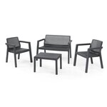 Salon de jardin en plastique injecté ALLIBERT 4 personnes EMILY Graphite