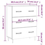 vidaXL Buffet gris béton 69 5x34x90 cm bois d'ingénierie