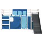 vidaXL Lit superposé avec toboggan et rideaux bleu 90x200 cm