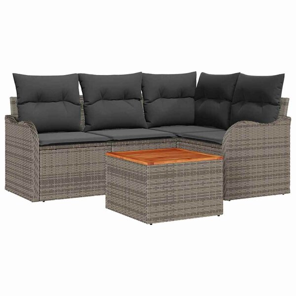 vidaXL Ensemble de canapé de jardin 5 Pièces Gris Poly rotin