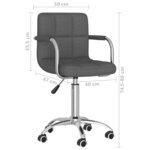 Chaise fauteuil siège pivotante de bureau informatique étude foncé tissu gris 02_0024122