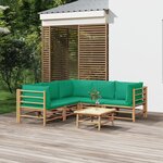 vidaXL Salon de jardin 6 Pièces avec coussins vert bambou