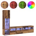 vidaXL Unité murale de TV avec LED 4 Pièces Bois ancien Bois d'ingénierie