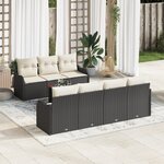 Ensemble de Canapé de Jardin 8 Pièces avec Coussins Rattan Poly Noir Acacia