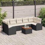 vidaXL Ensemble de canapé de jardin 8 Pièces Noir Poly rotin