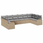 vidaXL Ensemble de canapé de jardin 10 Pièces Beige Poly rotin