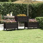 vidaXL Jardinière Noir 178 5x44x75 cm Bois massif de pin