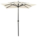 vidaXL Parasol à 3 niveaux avec mât en aluminium Sable 2x2 m