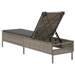 vidaXL Chaise longue avec coussin gris résine tressée