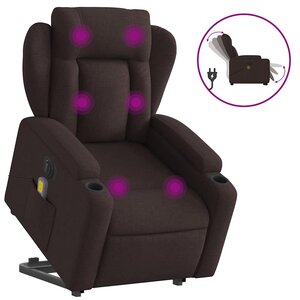 vidaXL Fauteuil inclinable de massage électrique Marron foncé Tissu