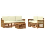 vidaXL Ensembles de canapés avec coussin 6 Pièces Bois d'Acacia Massif