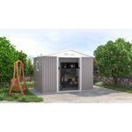 Abri de jardin en acier 5,29 m² - Kit d'ancrage inclus - Taupe