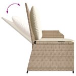 vidaXL Banc de jardin avec coussin Noir et blanc crème polyrotin