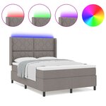 Lit Box Spring vidaXL avec matelas et LED Taupe 140x200 cm en tissu