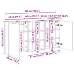 vidaXL Ensemble de Meubles de Salle de Bain 3 Pièces 126 x 16 x 62.5 cm