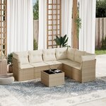 vidaXL Salon de jardin avec coussins 7 Pièces beige résine tressée