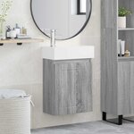 vidaXL Meuble de salle de bain avec robinet Sonoma gris