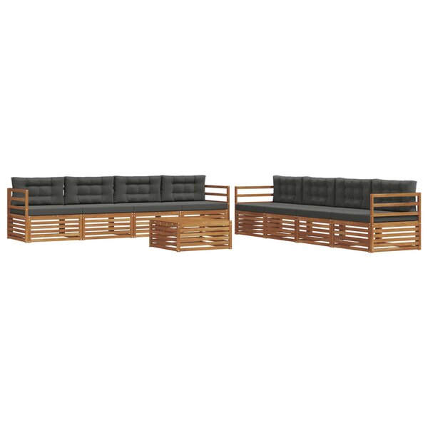 vidaXL Ensemble de canapés d'extérieur 9 Pièces Naturel et Anthracite