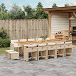 vidaXL Ensemble à manger de jardin et coussins 15 Pièces beige