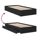 vidaXL Cadre de lit avec tiroirs sans matelas noir 90x190 cm