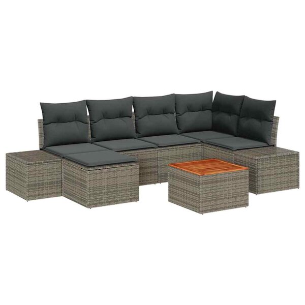 vidaXL Ensemble de canapé de jardin 7 Pièces Gris