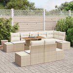 vidaXL Ensemble de canapé de jardin 9 Pièces Beige Poly rotin