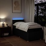 vidaXL Sommier à lattes de lit avec matelas Noir 90x200 cm Tissu