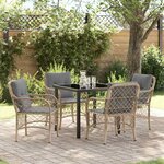 vidaXL Ensemble de salle à manger pour jardin 5 Pièces Beige Poly rotin