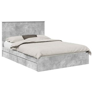 vidaXL Lit de Rangement Gris béton 135 x 190 cm Bois d'ingénierie