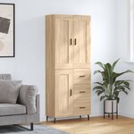 vidaXL Buffet haut Chêne sonoma 69 5x34x180 cm Bois d'ingénierie