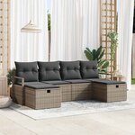 vidaXL Ensemble de canapé de jardin 6 Pièces Gris 230 x 117 x 85 cm
