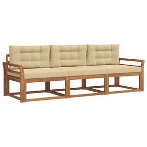 vidaXL Ensemble de canapés d'extérieur 3 Pièces Naturel et Beige