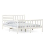 vidaXL Cadre de lit Blanc 150x200 cm Très grand Bois massif