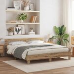 vidaXL Cadre de lit chêne artisanal 200 x 200 cm Bois d'ingénierie